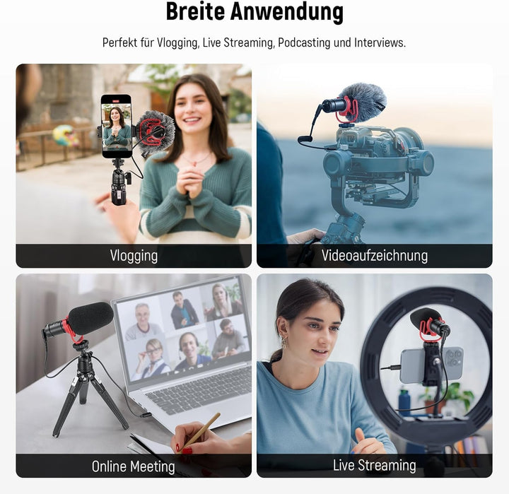 NEEWER Plug & Play Vlog Mikrofon für DSLR Kamera Kompatibel mit iPhone Mac Android Phone Tablet Lapt