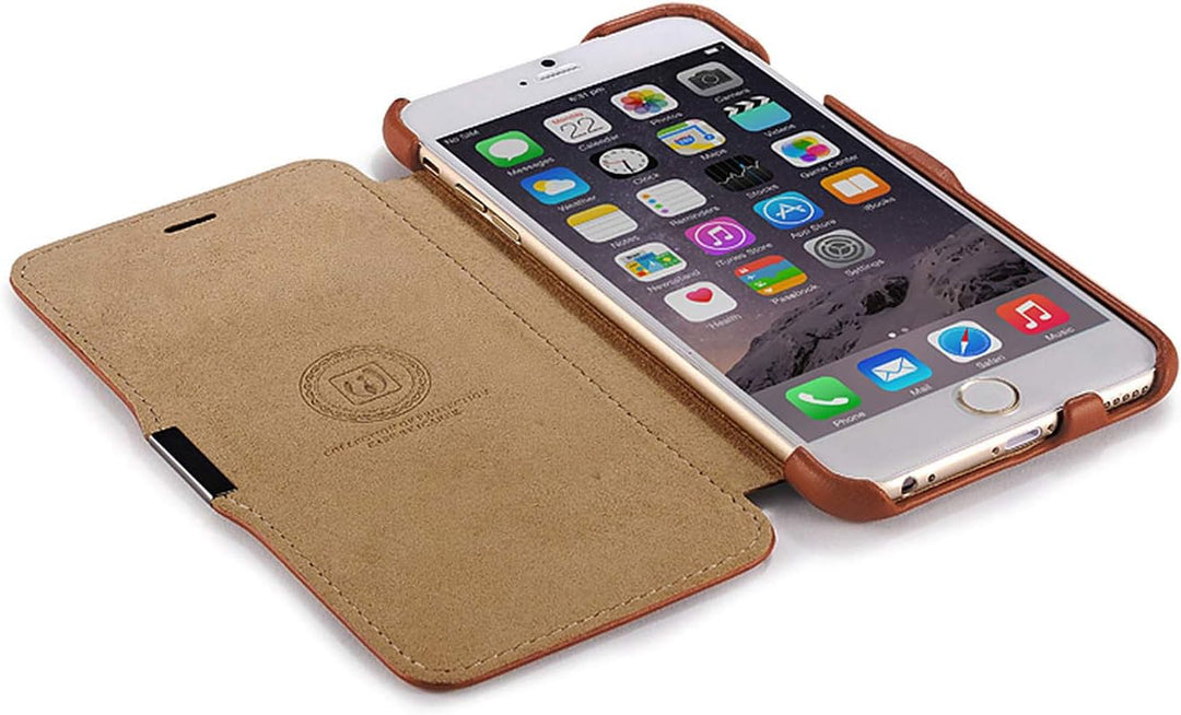 ICARER Hülle passend für Apple iPhone 6S Plus und iPhone 6 Plus (5,5 Zoll), Handyhülle mit echtem Le