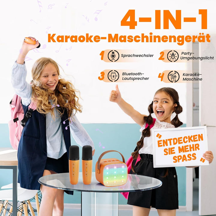 Karaoke Maschine Kinder mit 2 Mikrofonen: [Premiumversion] Mini Karaoke Maschine, Geschenk für Mädch