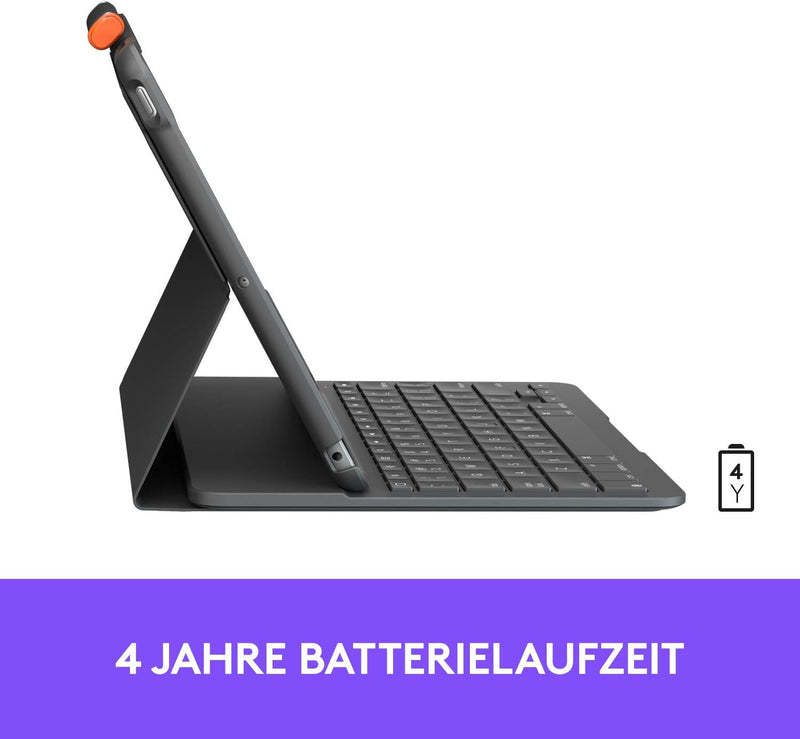 Logitech Slim Folio für iPad (7., 8. und 9. Generation) Tastatur-Case mit integrierter kabelloser Ta