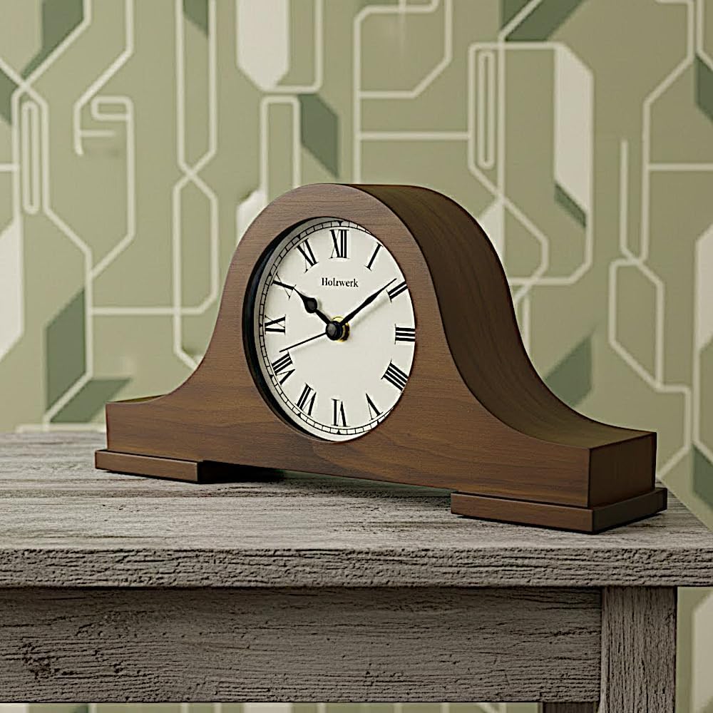 Holzwerk Holz Vintage Rustikal Retro Design Tischuhr Braun Traditionelle Tisch Uhr Elegante Holztisc