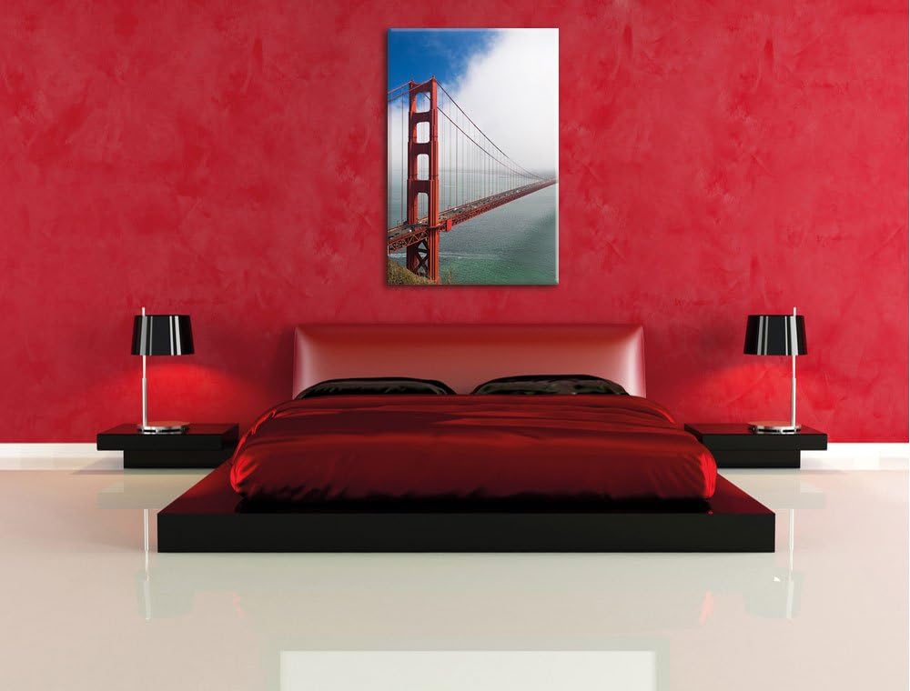 Pixxprint Golden Gate Bridge San Francisco / 100x70cm Leinwandbild bespannt auf Holzrahmen/Wandbild