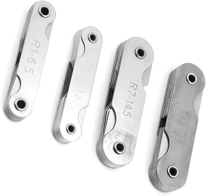 Radienlehre 4 Radius Leiste Edelstahl, Lehre, Radiuslehre Stück Set, Filetlehre Aus Rostfreiem Stahl