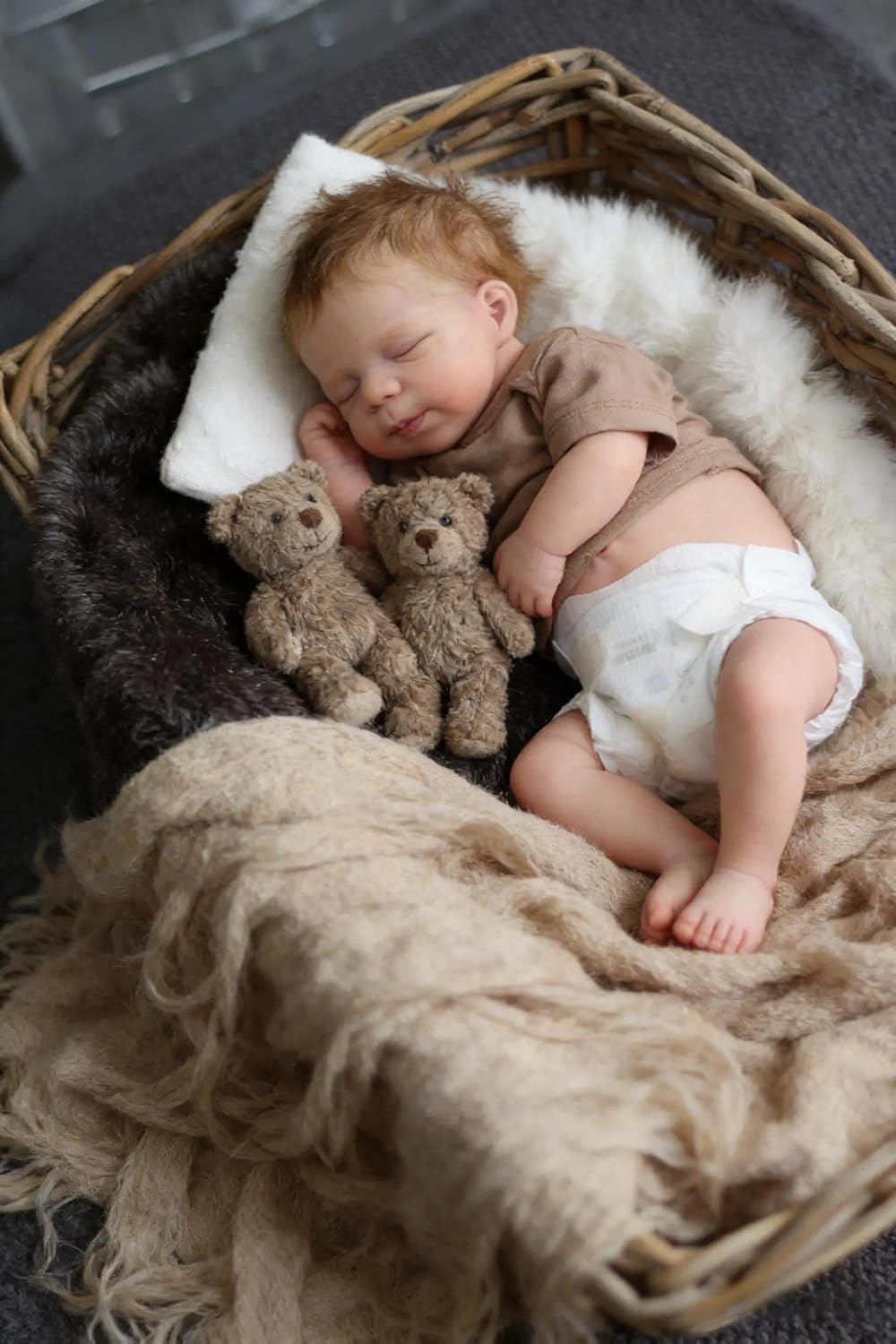 Zero pam Reborn Baby Junge, 45CM Reborn Baby Vollsilikon Lebensecht Jungen, Echt Puppe Mit Haaren, R