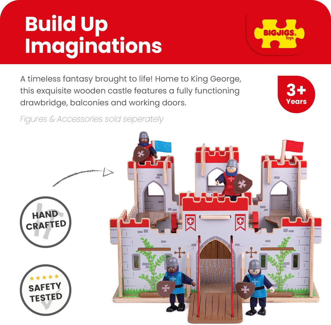 Bigjigs Spielzeug King George Schloss - mittelalterliche Burg Spielset