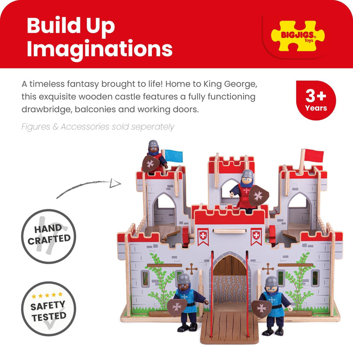 Bigjigs Spielzeug King George Schloss - mittelalterliche Burg Spielset