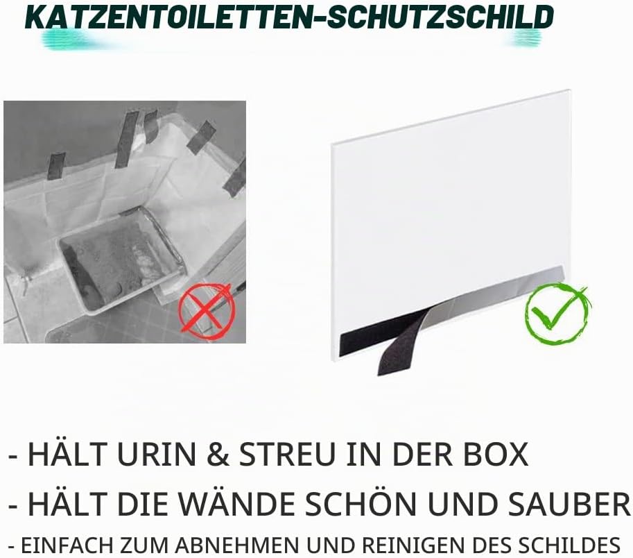 6PCS Katzentoiletten-Schild, hohe Seite, Oben offen, Katzentoilette, hält Streu in der Pfanne (Katze