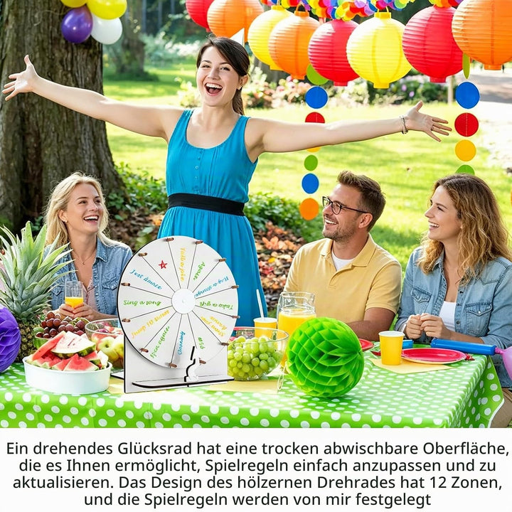 Glücksrad Zum Drehen, 29 Cm Hölzernes Glücksrad, Glücksrad Zum Selbstgestalten Mit Radiergummi Marki