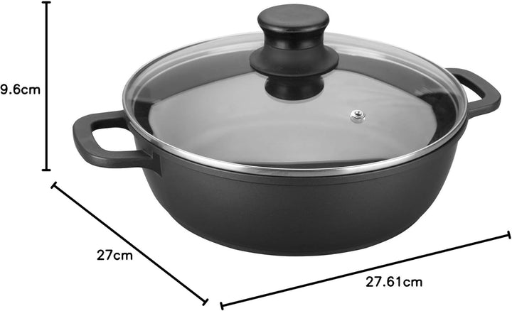 Lacor 25823 Bratentopf mit Glasdeckel 24 cm, Giessen Aluminium