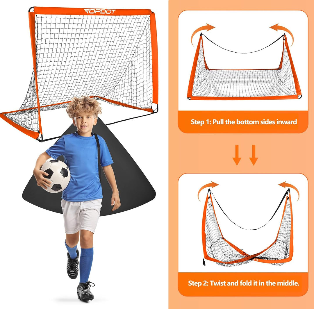 Topdot Kinder Fussballtore, 2-in-1 Fussballtor Faltbares Soccer Tor für Hinterhoftraining &amp; Aufblasb