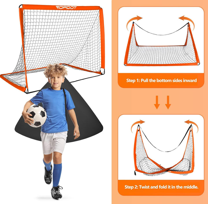 Topdot Kinder Fussballtore, 2-in-1 Fussballtor Faltbares Soccer Tor für Hinterhoftraining &amp; Aufblasb