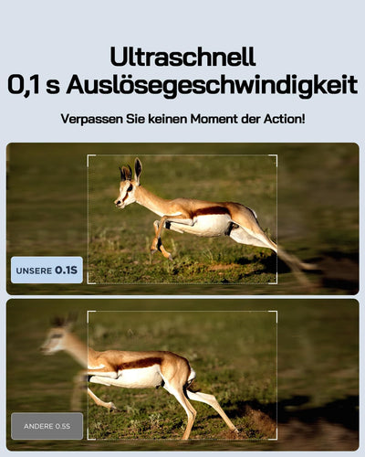 WOLFANG Solar Wildkamera 4K 48MP, Jagdkamera mit hervorragender Nachtsicht, Duale Stromversorgung, 0