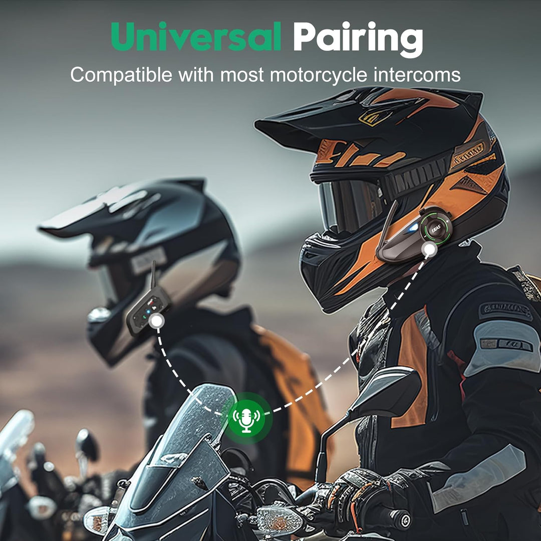 EJEAS Q8 Mesh Motorrad Bluetooth Headset, Helm Intercom für bis zu 6 Motorradfahrer Kommunikationssy