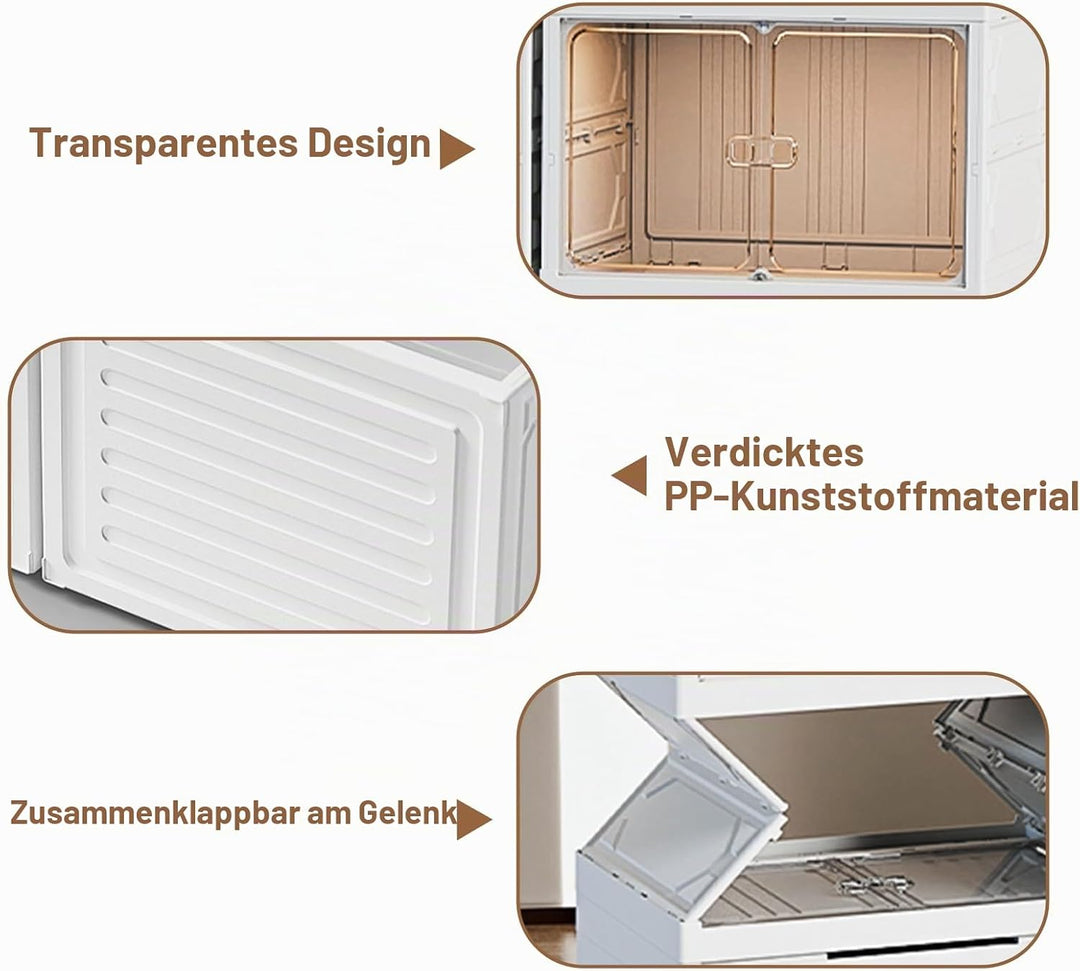 Faltbares Schuhregal 9 Ebenen 18 Paare, Transparente Schuhaufbewahrungsbox, Grosser Faltbar und Stap
