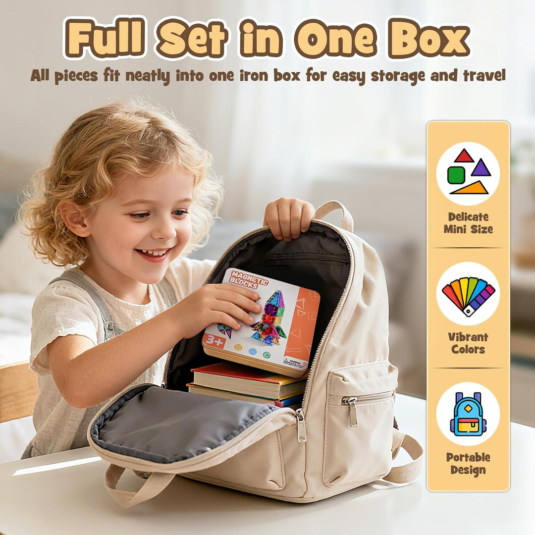 Dreamon 60PCS Mini Magnetische Bausteine Magnetbausteine Kinder Reiseset ab 3 4 5 6 Jahre Junge Mädc