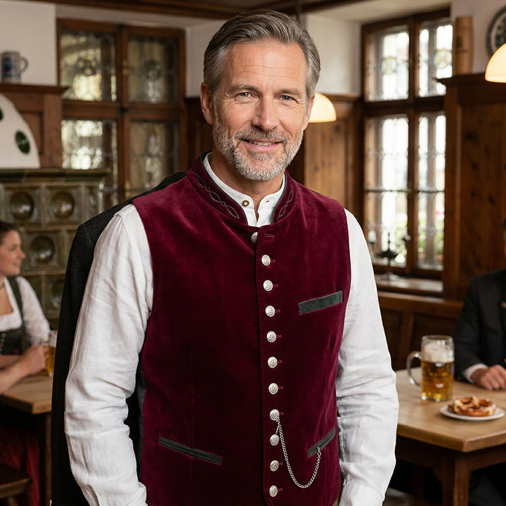 Wiesnkönig Herren Samtweste Moritz Wiesnkönig Premium Trachten Weste | Model Herren Samtweste Moritz