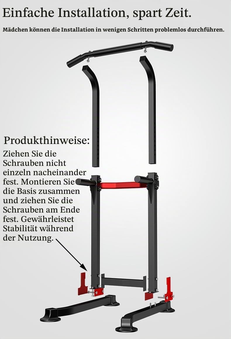 EASY BIG Power Tower Dip Station Pull Up Bar - Mehrzweck-Heimtrainingsgerät mit Verstellbarer Höhe u