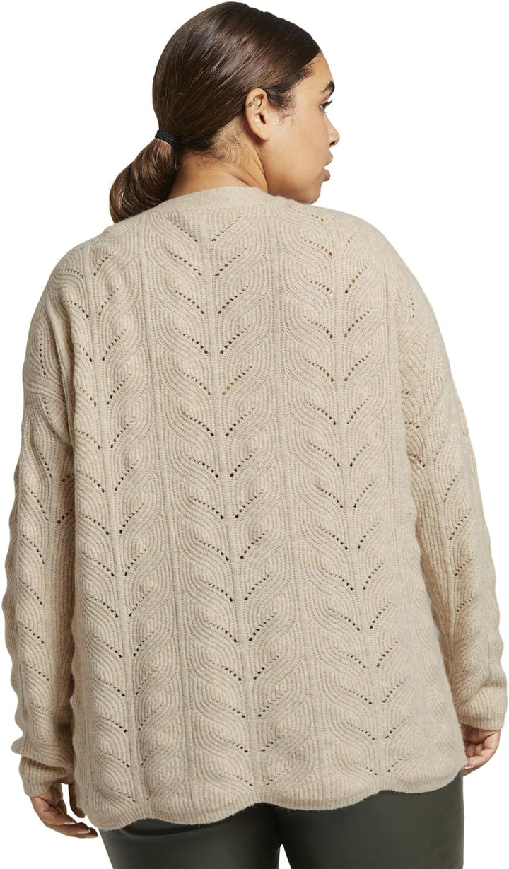 TOM TAILOR My True ME Damen Pullover & Strickjacken Pullover mit Zopfstrickmuster Sand Dune Melange,