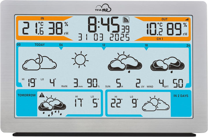 TFA Dostmann WLAN Wetterstation TFA.me ID-02, 35.8100, Profi-Wettervorhersage durch wetter.com 3 bis