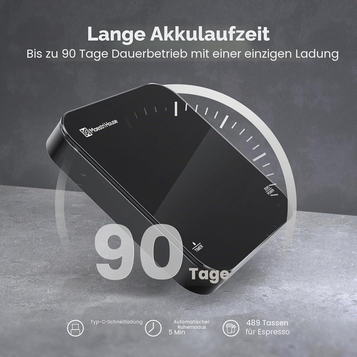 Maestri House Mini-Kaffeewaage mit Timer, Wiederaufladbare Espresso Waage, Präzise 2kg/0,1g Waage fü