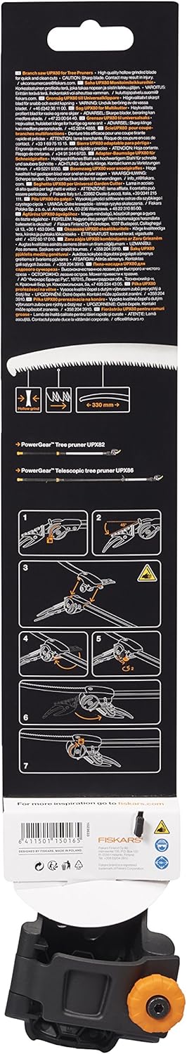 Fiskars Baumsäge für Bypass Schneidgiraffe UPX82 und UPX86, Gehärteter Stahl, Länge: 46 cm, Schwarz/