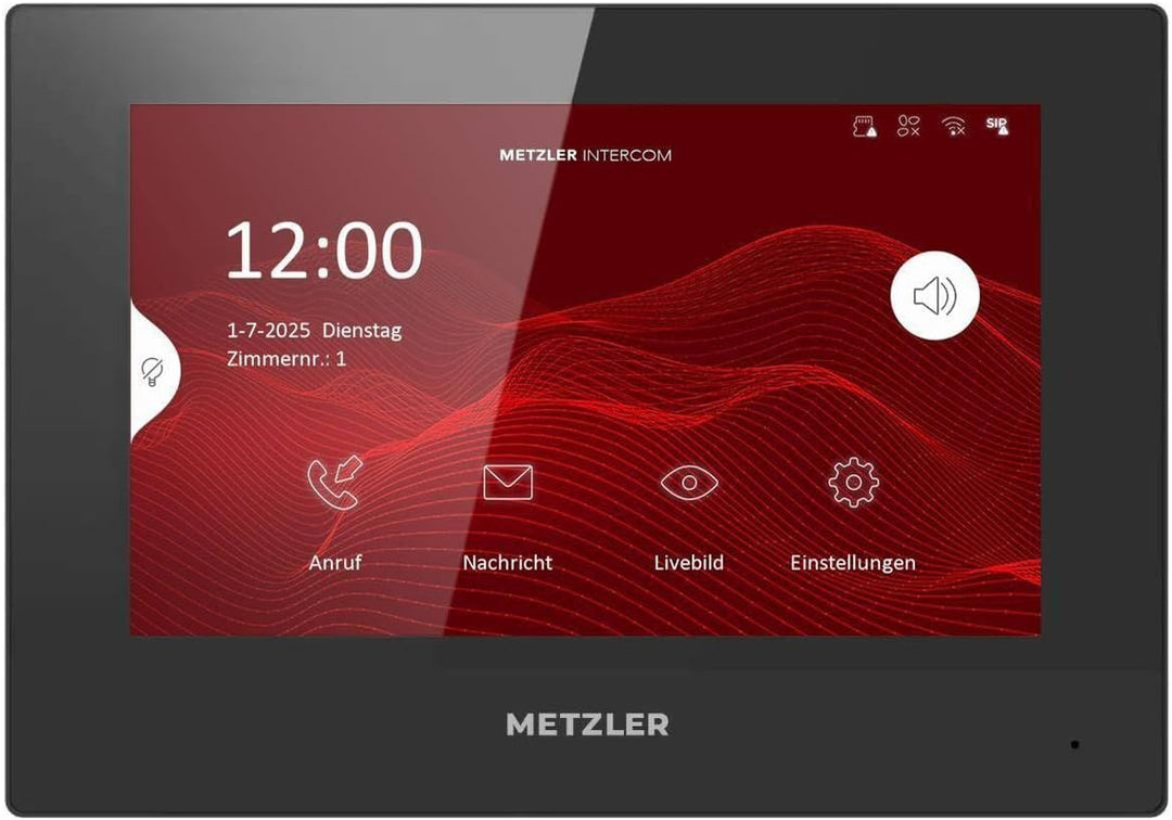 Metzler VDM10 2.0 Innenstation Home, 7 Zoll Touchscreen, 2-Draht IP, Schwarz | 200 mm × 140 mm × 25.