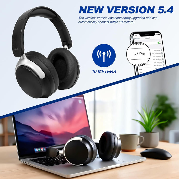 Noise Cancelling Over-Ear Kopfhörer – Wireless 5.4 Headphones mit 80-Stunden Akku, starkem Bass, fal