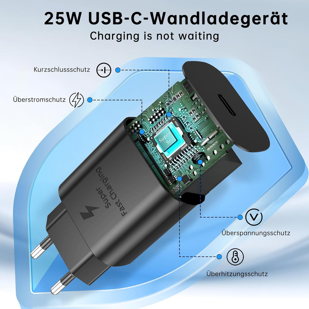 2-in-1 Ladegerät für Samsung Watch,25 W USB-C-Schnellladegerät,Kompatibel mit Galaxy Watch 8/7/Ultra