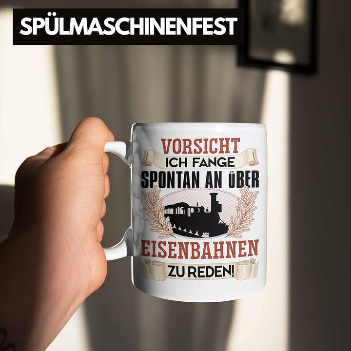 Trendation - Eisenbahner Tasse Geschenk für Modelleisenbahn-Fans Geschenkidee Ich Fange Spotan An Üb