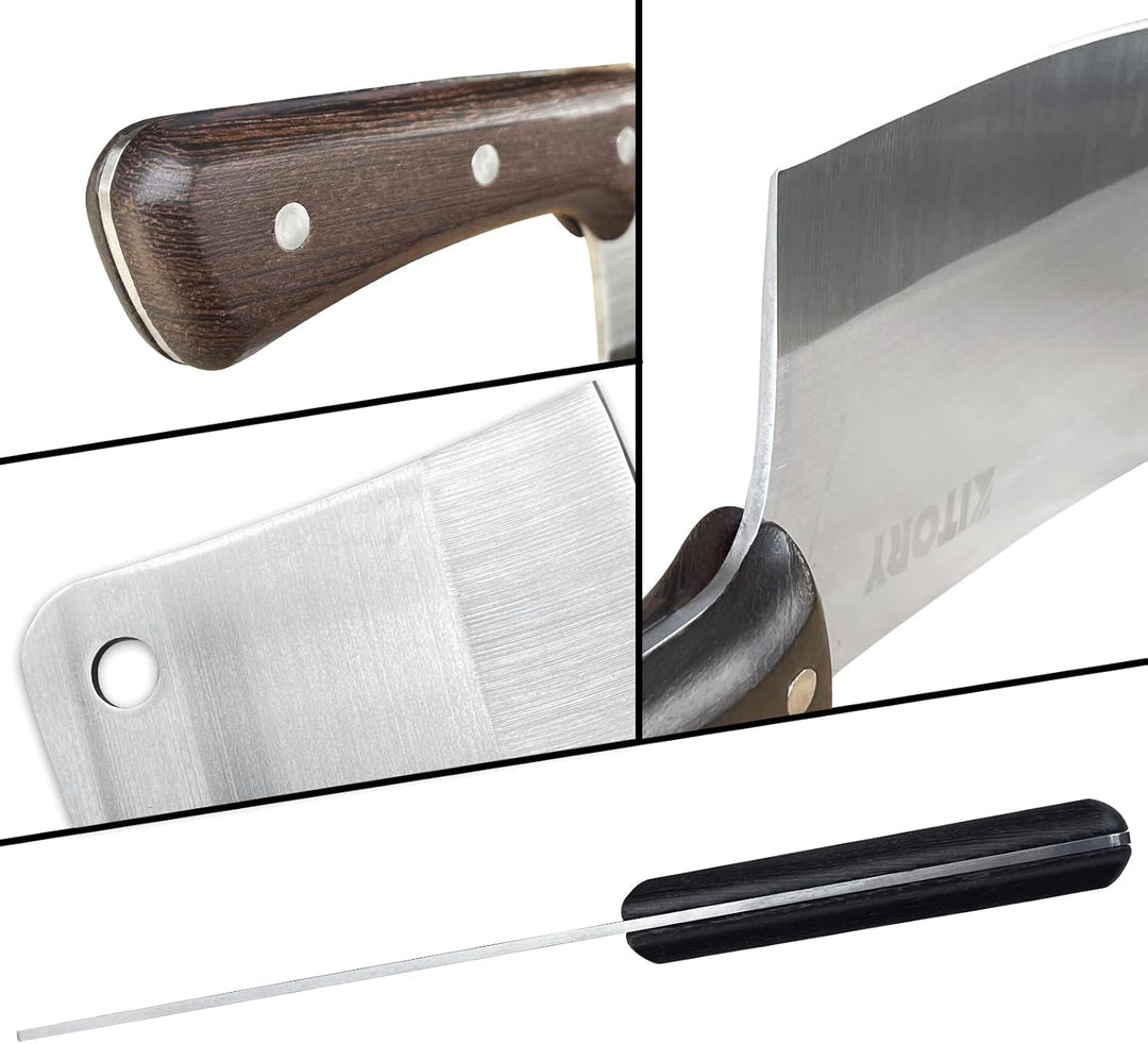 Kitory Hackmesser 18cm, Fleichmesser Extrem Scharf Chinesisches Küchenmesser, Metzgermesser mit Hoch