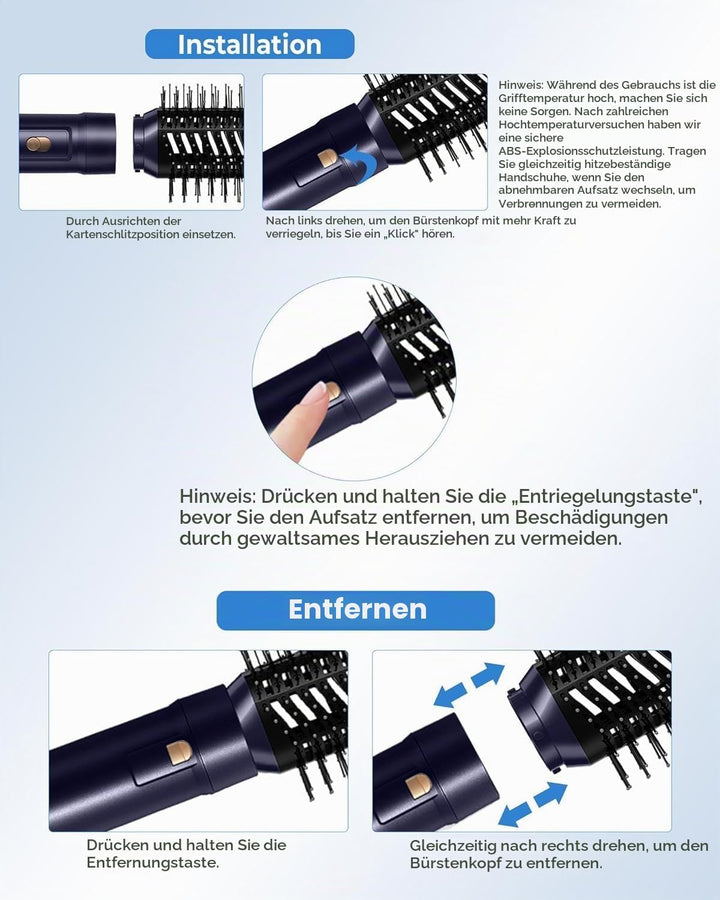 UMIGA Hairstyler 6 in 1 Hairstyler, Multistyler Lockenstab mit Luft Blau Hair Dryer Styler Set, Blau