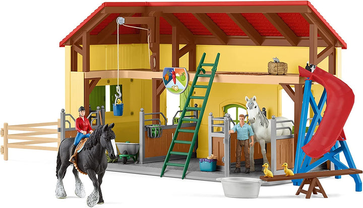 SCHLEICH 42485 Pferdestall, für Kinder ab 3+ Jahren, Farm World - Spielset Single Standardverpackung