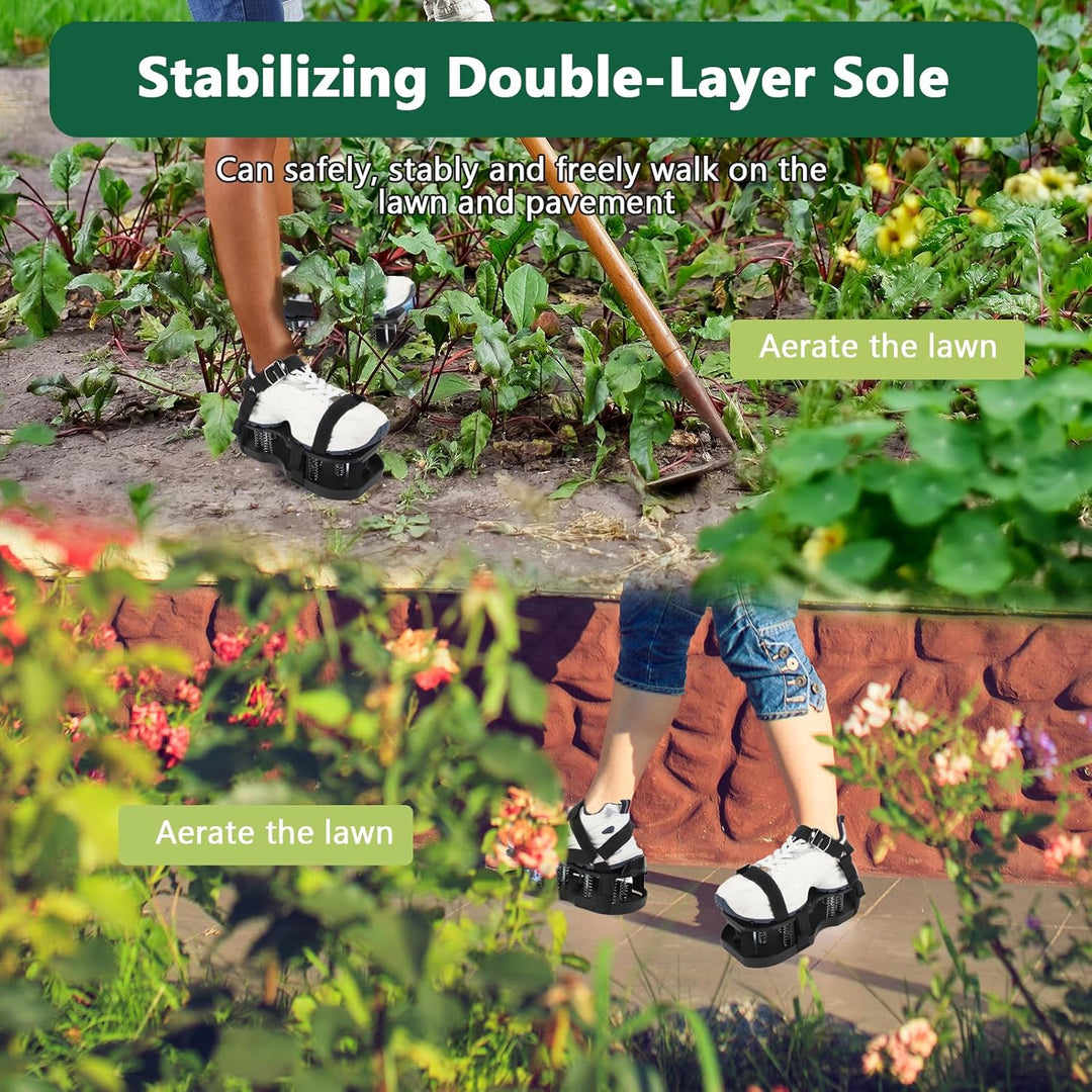 Gugxiom Nagelschuhe mit Klettverschluss, Rasenbelüfter Schuhe mit Feder, Automatisch Schmutz und Blä