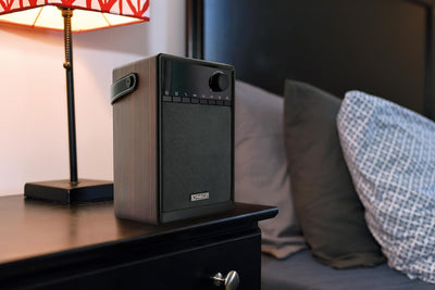 SCHWAIGER 715736 Tragbarer analoger Radiowecker UKW FM Bluetooth Lautsprecher Musikbox Radio AUX Mic