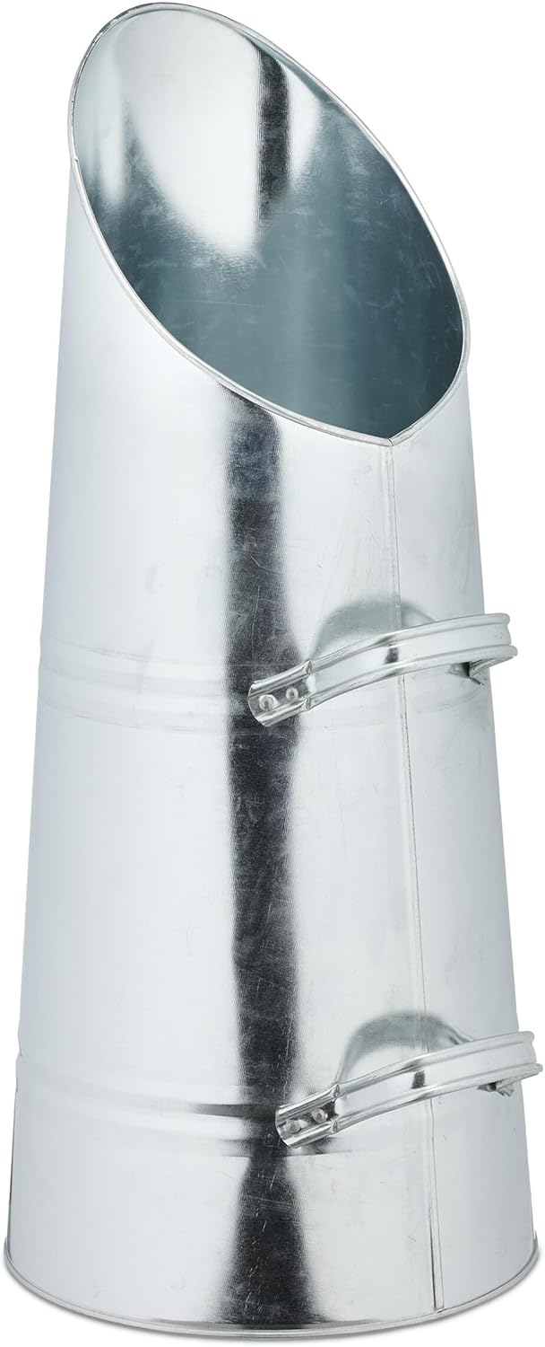 Relaxdays Kohlenschütte, 16 Liter, Eisen, Kohleeimer mit 2 Griffen, Pelletschütte zum Nachfüllen, Ka