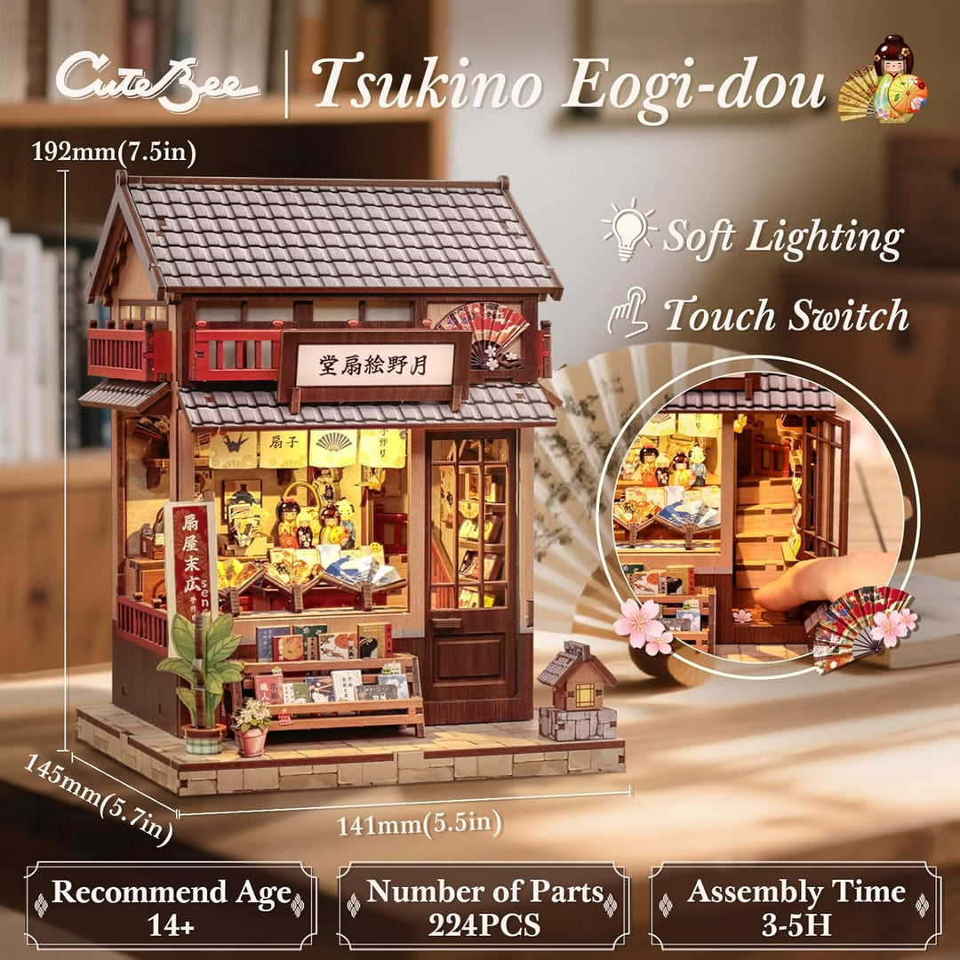 CUTEBEE Book Nook Kit für Erwachsene - DIY Miniatur Haus Japanischer Fächerladen, 3D Holzpuzzle zum