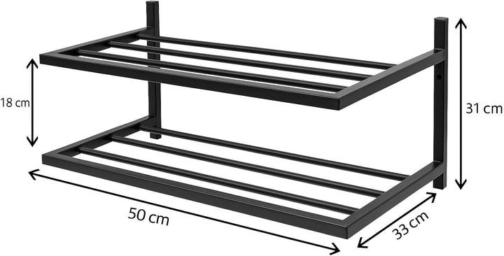 Schuhregal Metall - Schuhregal Hängend - 50 x 33 x 31 cm - mit 2 Ablagen, Wandmontage - Schuh Organi