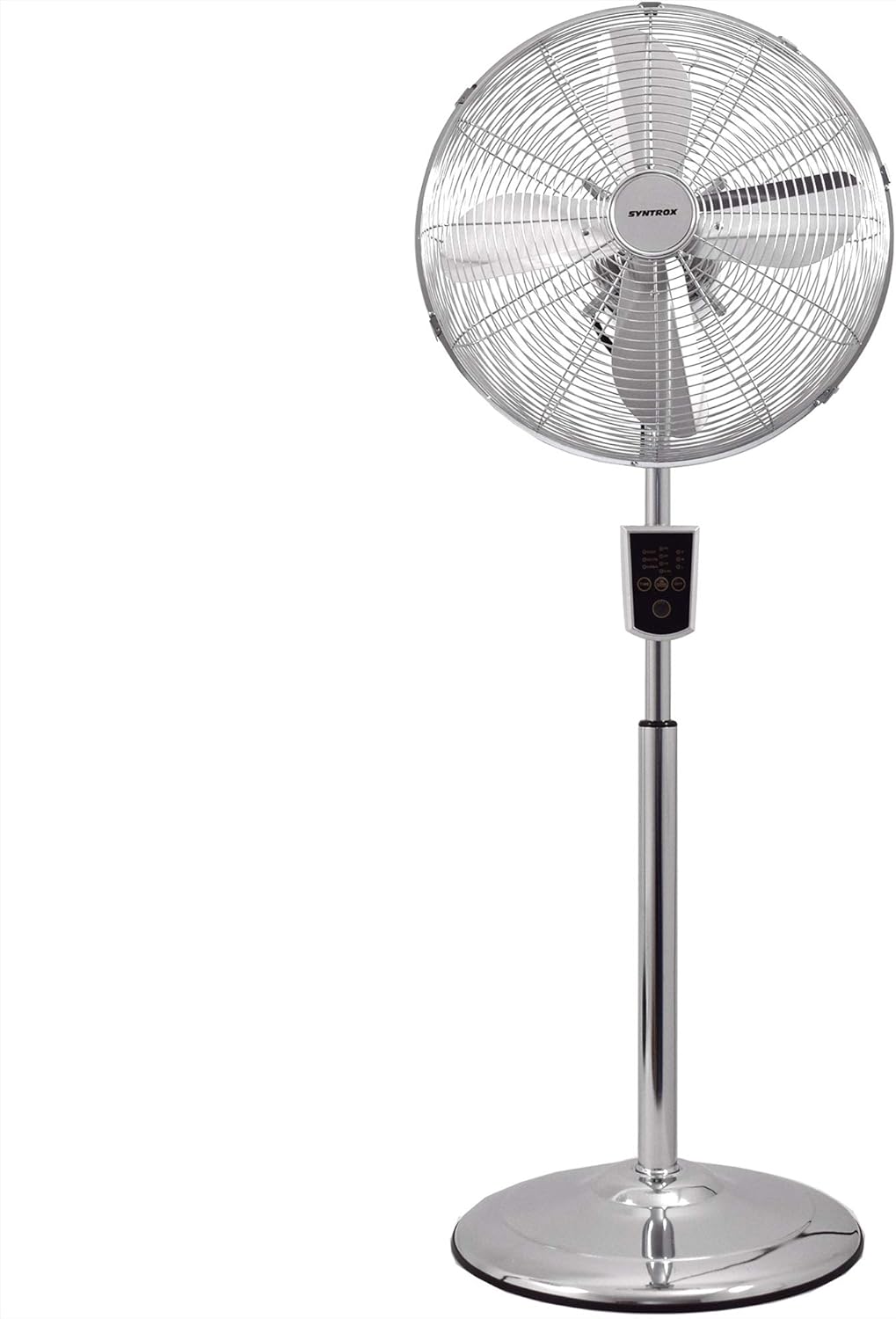 Syntrox Germany Retro Standventilator Ventilator mit Fernbedienung Chrom Timer Oszillation Axialvent