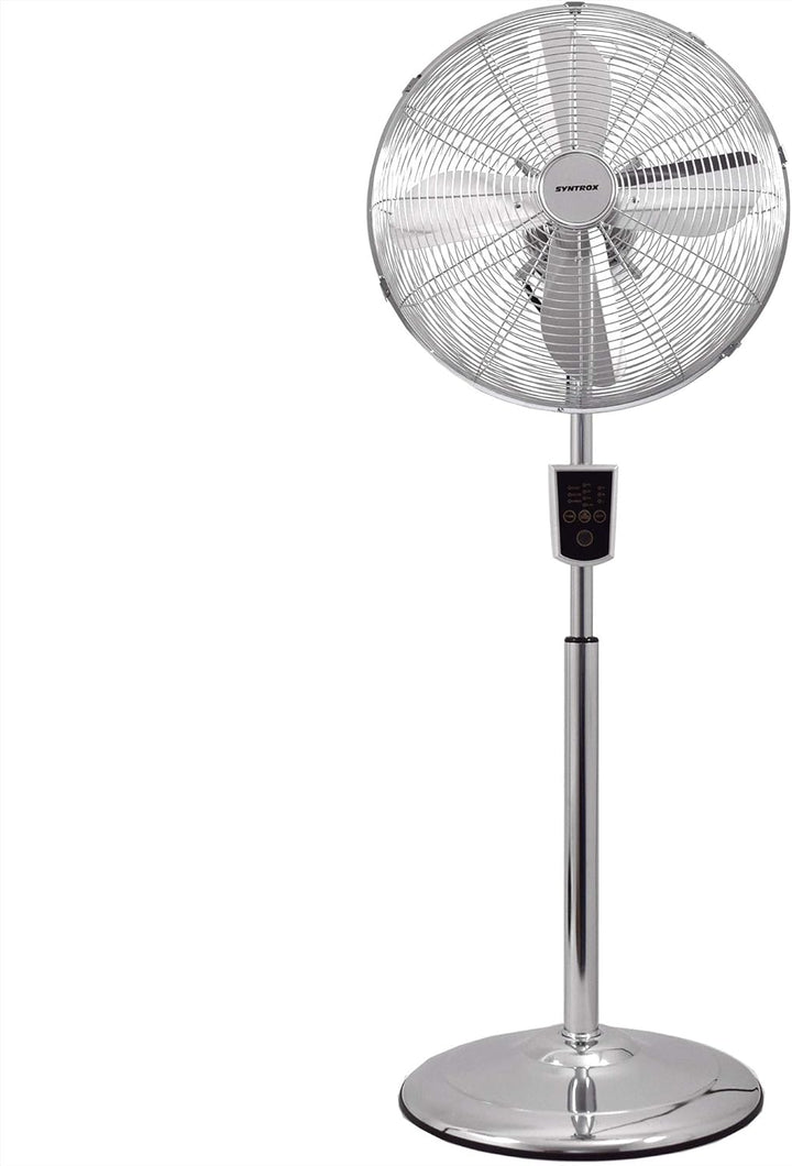 Syntrox Germany Retro Standventilator Ventilator mit Fernbedienung Chrom Timer Oszillation Axialvent