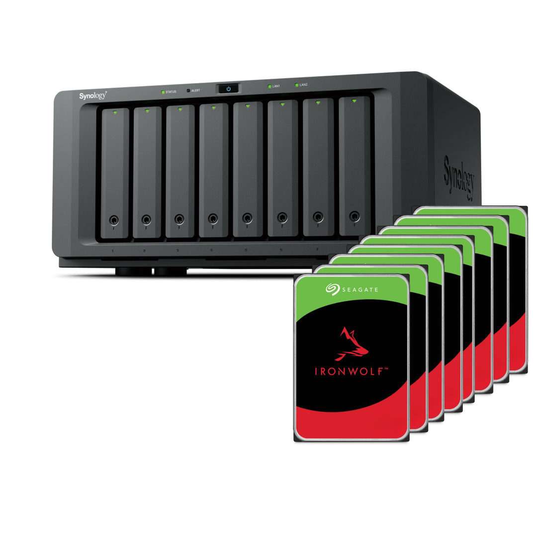 Synology DS1825+ 32TB Bundle (Seagate Ironwolf 8X 4TB) 8 Bay NAS Plus Series with Ryzen V1500B, 8GB