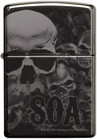 Zippo 49192 Unisex-Erwachsene Sons of Anarchy Skulls Pocket Classic Lighter, Black Ice 360 Design, E