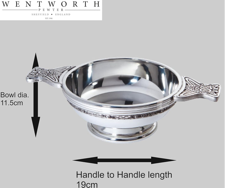 Wentworth Pewter - Grosse Probierschale aus Zinn mit keltischem Band für Quaich Whisky, Loving Cup B