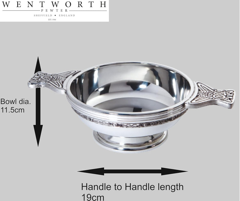 Wentworth Pewter - Grosse Probierschale aus Zinn mit keltischem Band für Quaich Whisky, Loving Cup B