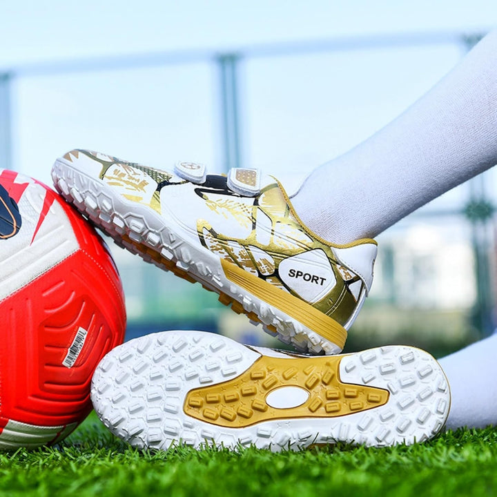 Agnueuty Fussballschuhe mit Stollen für Jungen Mädchen Athletics Football Schuhe Laceless Leichtathl