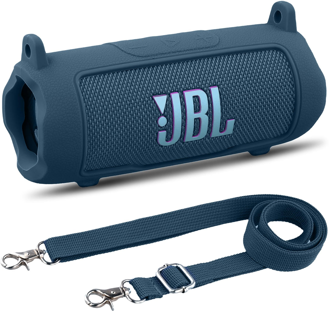 Khanka für JBL Flip 7 Silikon-Schutzhülle mit abnehmbarem Schultergurt, stossfeste weiche Hülle für