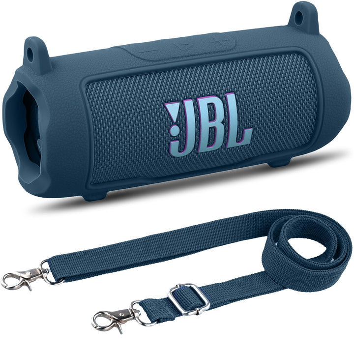 Khanka für JBL Flip 7 Silikon-Schutzhülle mit abnehmbarem Schultergurt, stossfeste weiche Hülle für