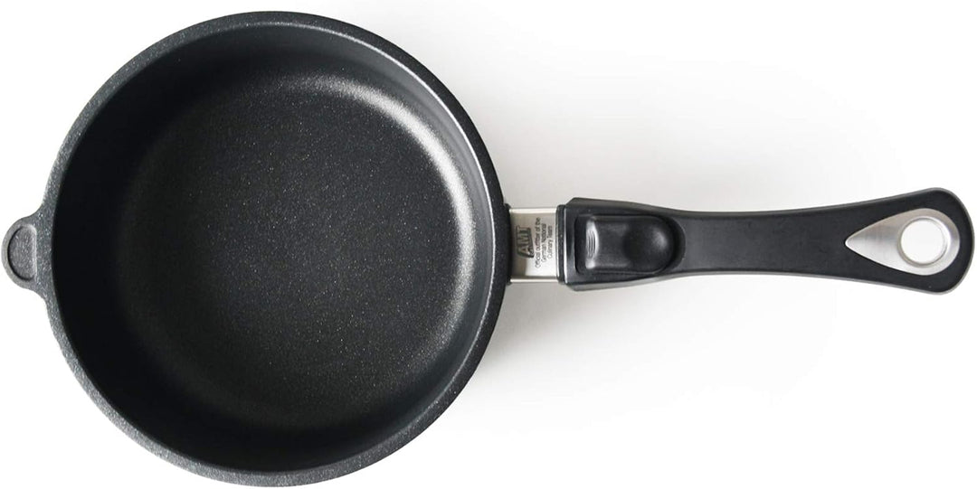 AMT Gastroguss Bratpfanne, 20 cm Ø, 7 cm hoch, Schmorpfanne, abnehmbarer Stiel, nicht induktionsgeei