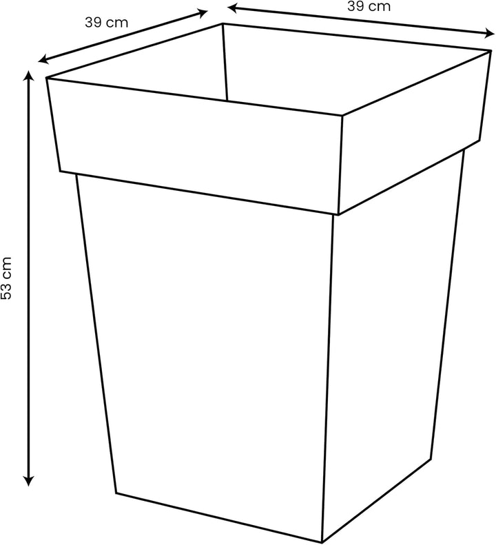 EDA - Blumentopf quadratisch halber hoch Toskana – Volumen 51 l – 39 x 39 x 53 cm – Lorbeergrün