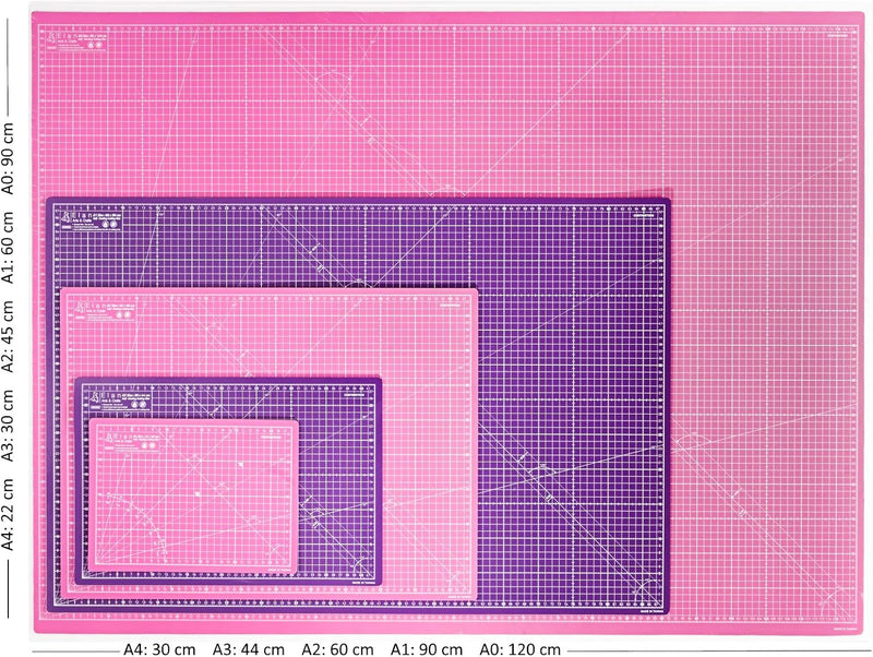 Elan Schneidematte A1 Rosa und Lila, 5-lagige Schneidematte Selbstheilend, Bastelunterlage Schnittfe