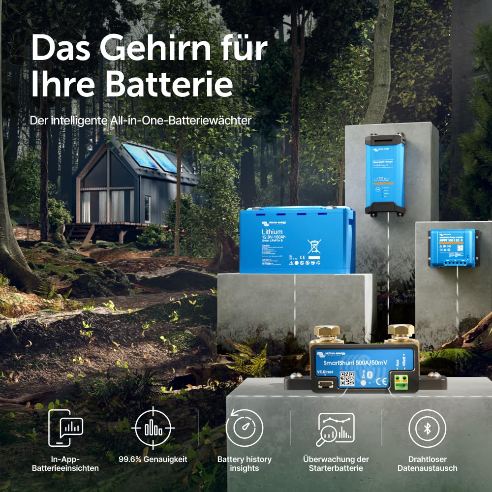 Victron Energy SmartShunt 500 Amp Batteriewächter (Bluetooth) 500A, 500A